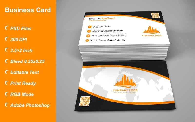 Business Card Template - E-card Template with Customizable Designs - 464 Corporate Identity