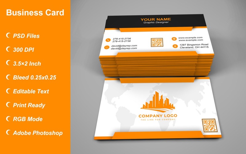 Business Card Template - E-card Template with Customizable Designs - 465 Corporate Identity