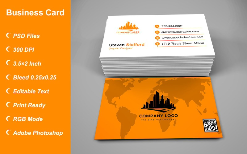 Business Card Template - E-card Template with Customizable Designs - 466 Corporate Identity