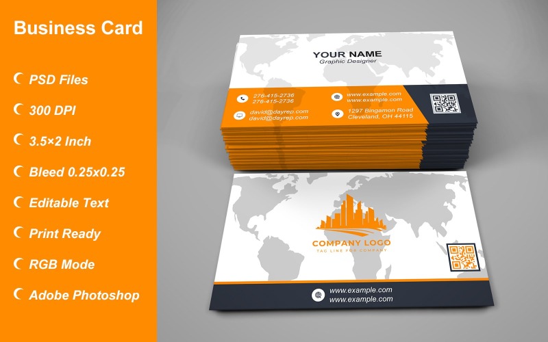 Business Card Template - E-card Template with Customizable Designs - 467 Corporate Identity