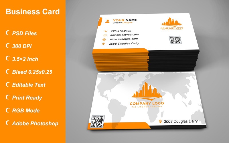 Business Card Template - E-card Template with Customizable Designs - 469 Corporate Identity