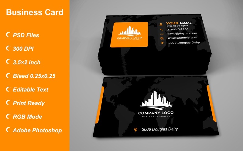 Business Card Template - E-card Template with Customizable Designs - 470 Corporate Identity