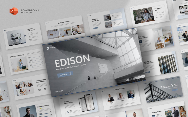Edison - Pitch Deck Powerpoint Template PowerPoint Template