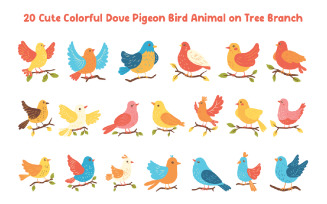 20 Cute Colorful Dove Pigeon Bird Animal