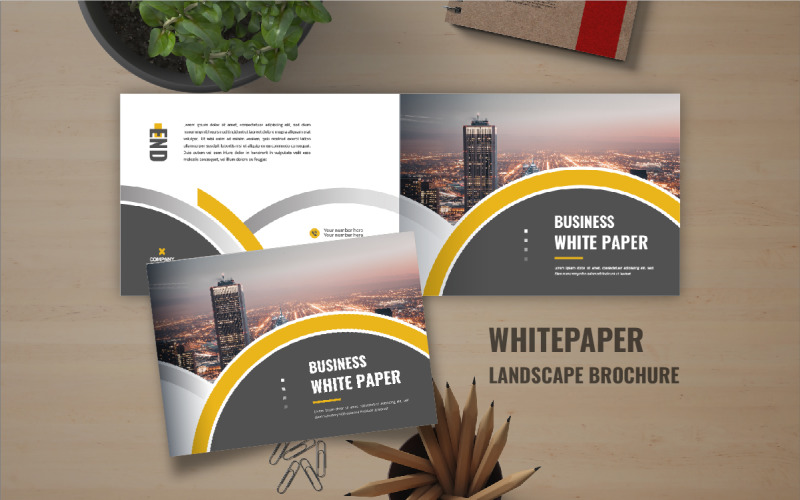 Landscape business white paper template design or Company white Paper brochure template design Corporate Identity