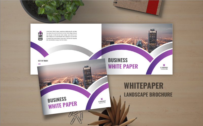 Landscape business white paper template design or Company white Paper brochure template Corporate Identity