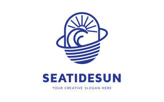 Sea Tide Sunset Logo Design Template