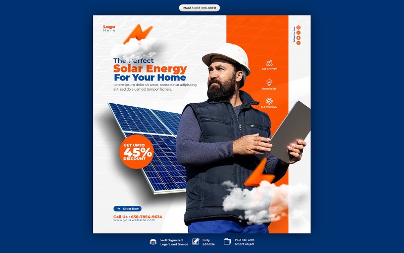 Solar Energy Panel Social Media Post Template