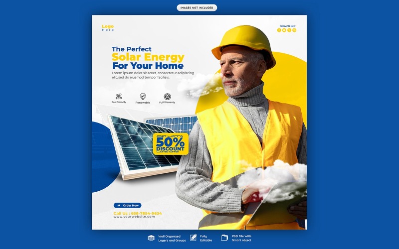 Solar Energy Panel Social Media Post Template