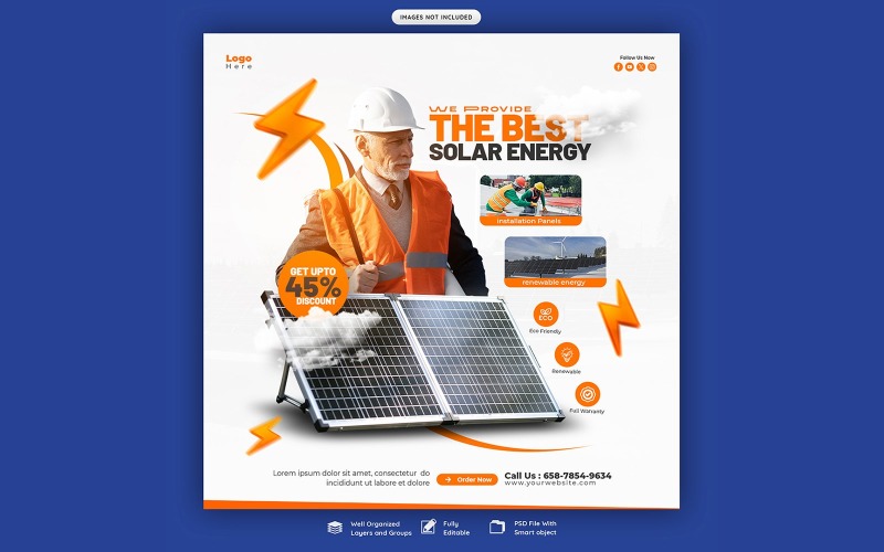 Solar Energy Panel Social Media Post Template