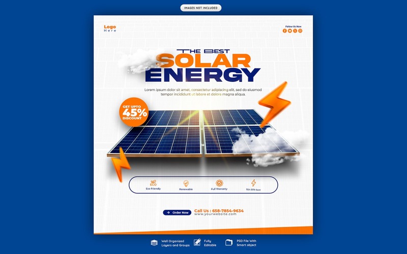 Solar Energy Panel Social Media Post Template