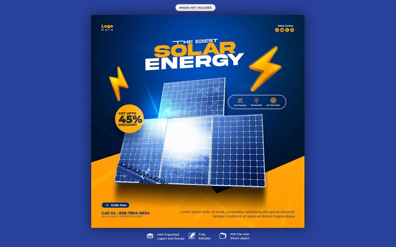 Solar Energy Panel Social Media Post Template