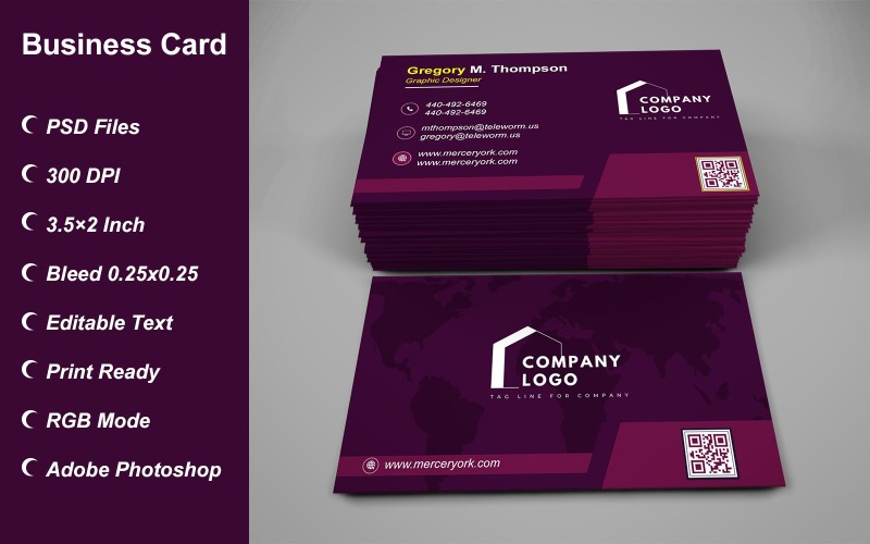 Visiting Card - Business Card - E-card Template with Customizable Designs - 451 Corporate Identity