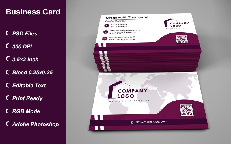 Visiting Card - Business Card - E-card Template with Customizable Designs - 452 Corporate Identity