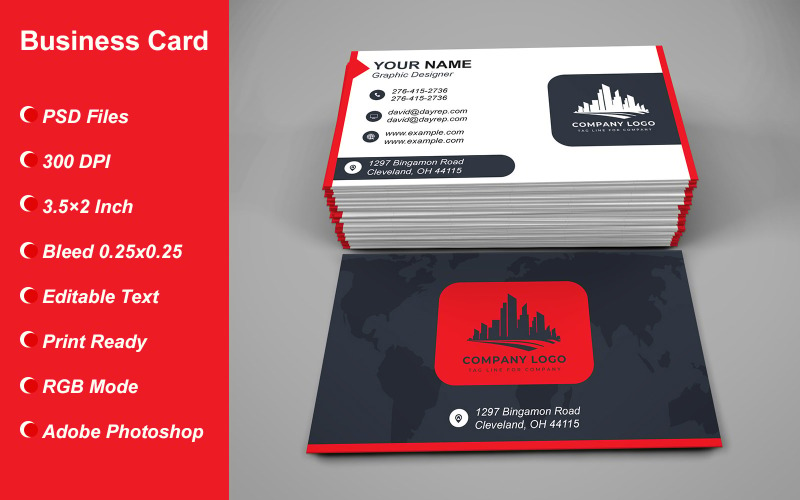 Visiting Card - Business Card - E-card Template with Customizable Designs - 458 Corporate Identity