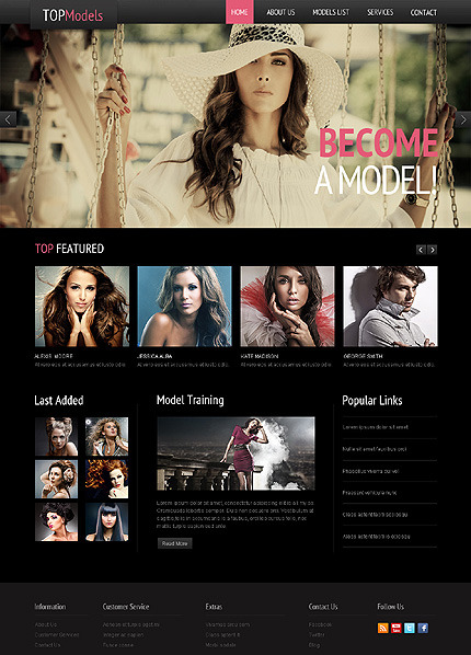 Model Agency Responsive Website Template #44399