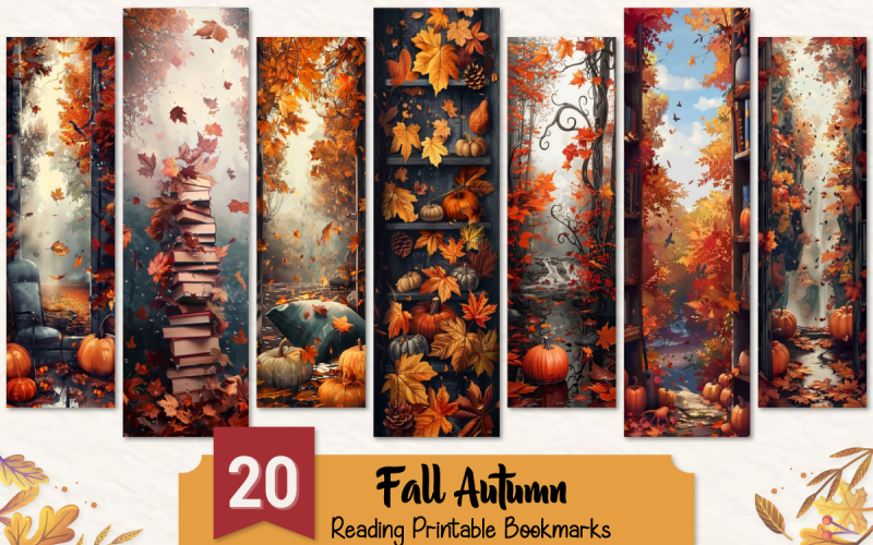 Fall Autumn Reading Printable Bookmarks Illustration