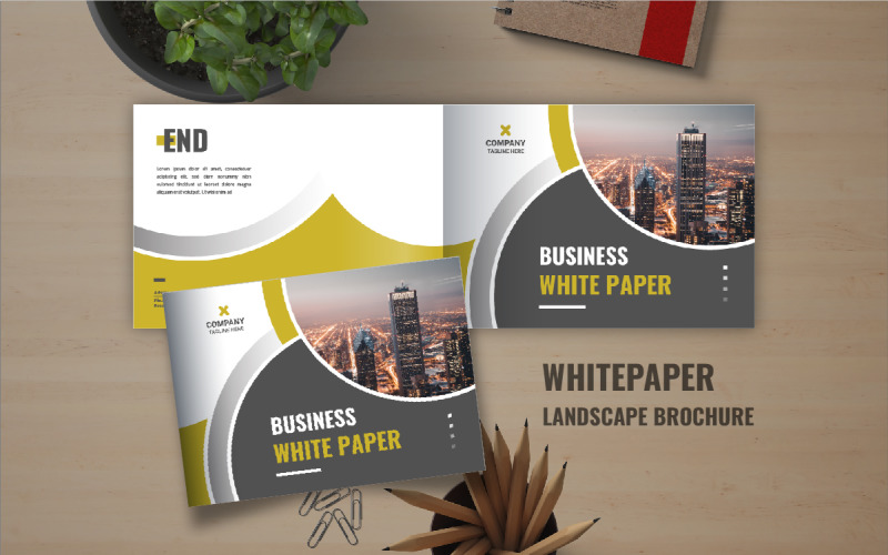 Landscape business white paper template design or Company white Paper brochure template layout Corporate Identity