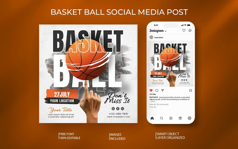 Basketball Game Social Media Template