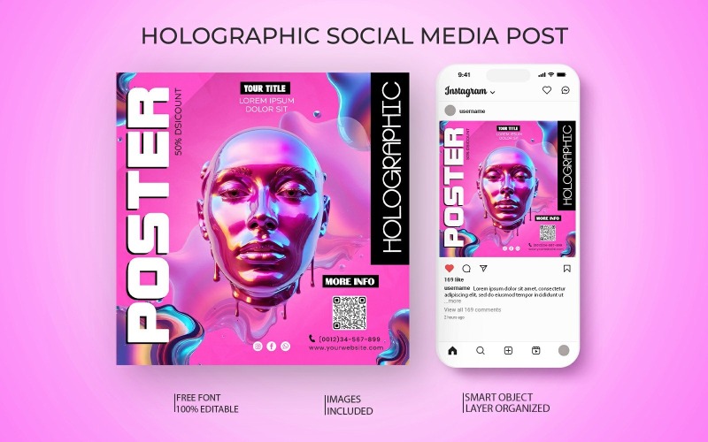 Clean Holographic Social Media Template