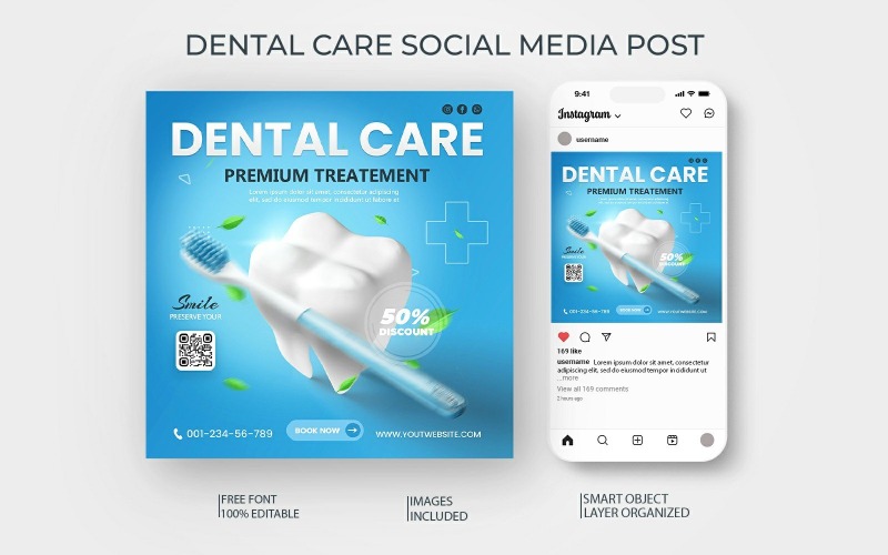 Dentists & Dental Care Social Media Template