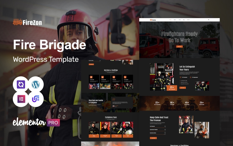 Fire Zon - Fire Department And Security WordPress Elementor Theme WordPress Theme