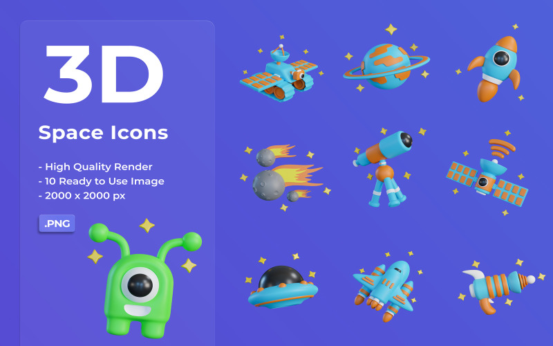 3D Space Icon Design Template Icon Set