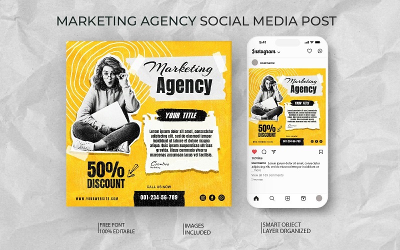 Stylish Collage Marketing Agency social media templates Social Media