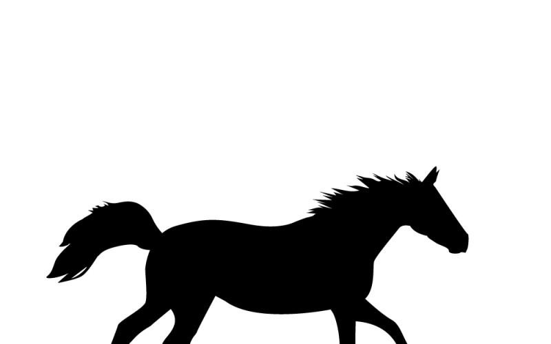 Black silhouette of a cantering horse Vector Graphic