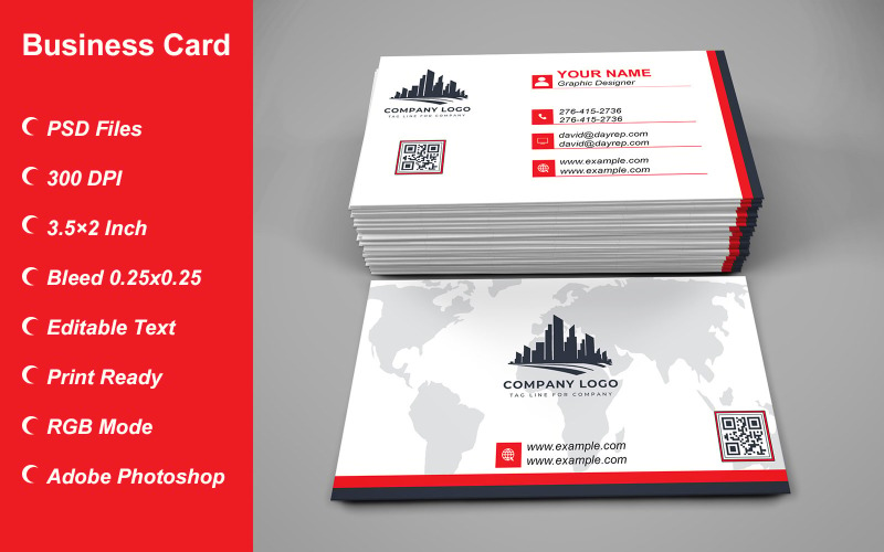 Business Card Template - E-card Template with Customizable Designs - 478 Corporate Identity