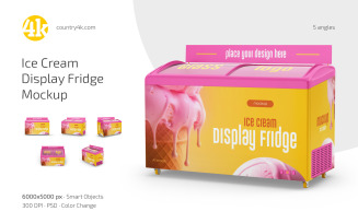 Ice Cream Display Fridge Mockup Set