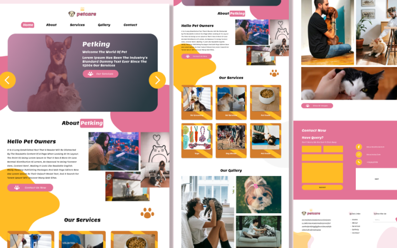 PetCare Figma Landing Page UI Element