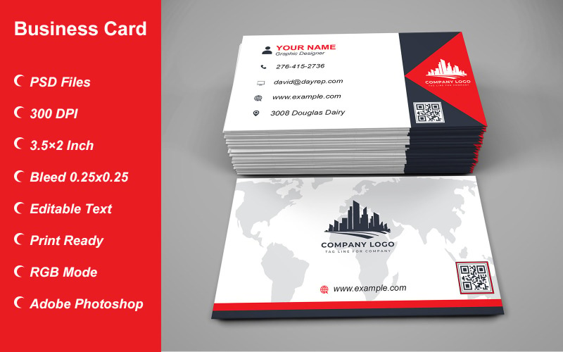 Business Card Template - E-card Template with Customizable Designs - 488 Corporate Identity