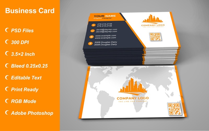 Business Card Template - E-card Template with Customizable Designs - 493 Corporate Identity