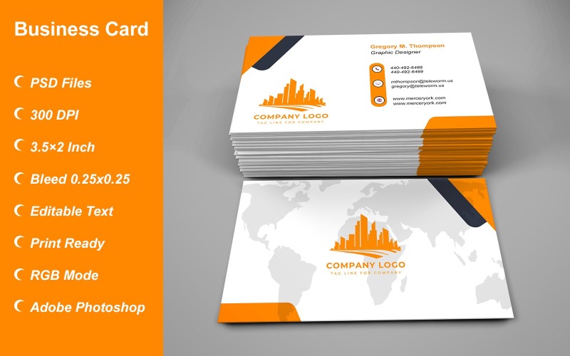 Business Card Template - E-card Template with Customizable Designs - 499 Corporate Identity