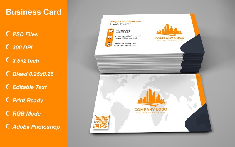 Business Card Template - E-card Template with Customizable Designs - 500 Corporate Identity