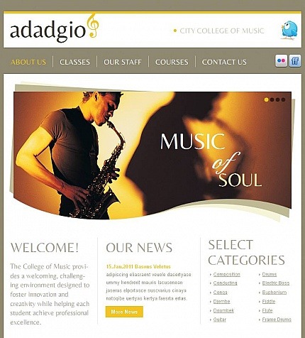 Music School Premium Facebook HTML CMS Template Big Screenshot Music School Facebook HTML CMS Template Facebook Screenshot