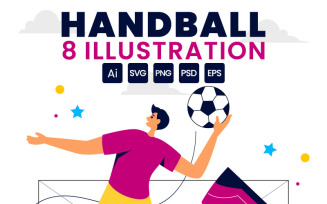 8 Handball Sports Illustration