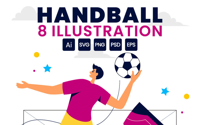 8 Handball Sports Illustration