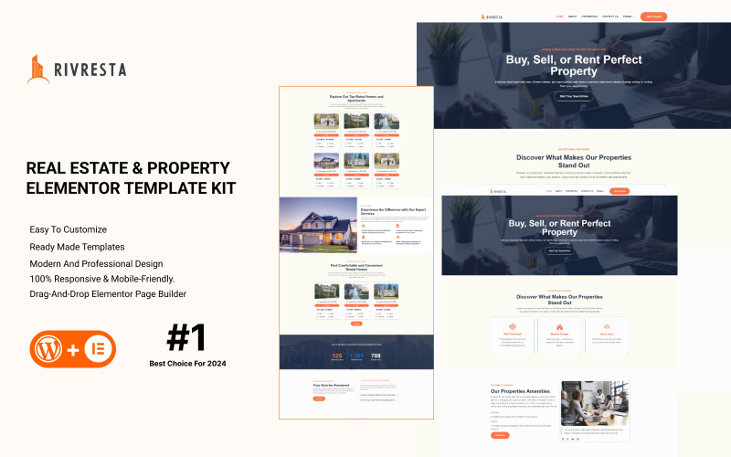 Rivresta – - Real Estate & Property Listing Elementor Template Kit Elementor Kit