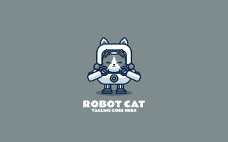 Robot Cat Mascot Cartoon Logo