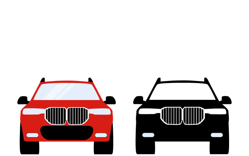 Car front view. Car parking front design shape Vector Graphic