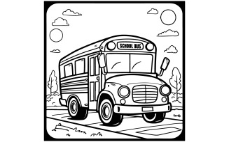 A cartoon school bus silhouette art illustration