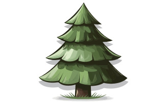 A green pine tree with a conical shape illustration