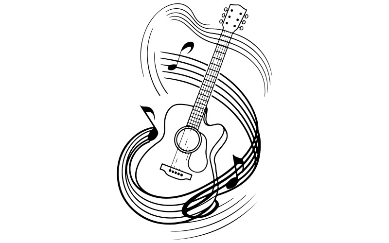 Minimalistic design acoustic guitar Illustration