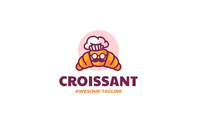 Croissant Mascot Cartoon Logo 2 Logo Template