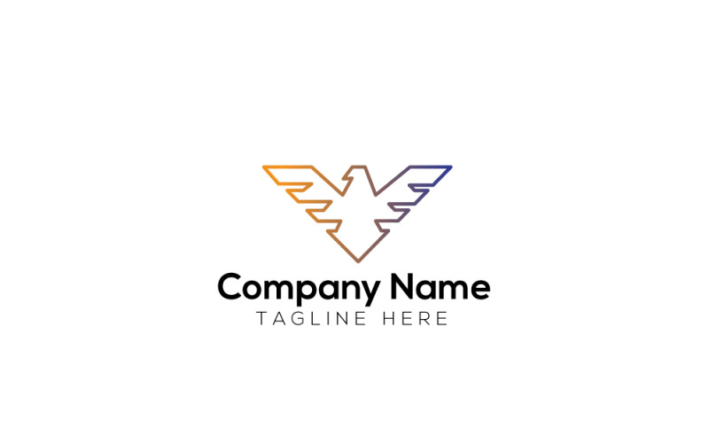 Eagle Line Art Logo & Star Logo Design Logo Template