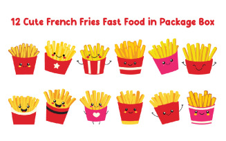 12 Cute French Fries Fast Food in Package Box