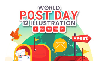 12 World Post Day Illustration