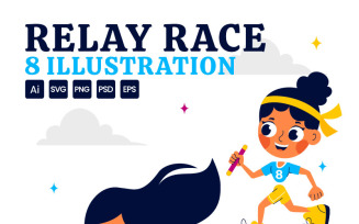 8 Relay Race Sports Illustration